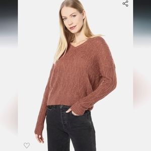 Madewell Alna knitted v neck sweater Alpaca blend size XL burnt orange